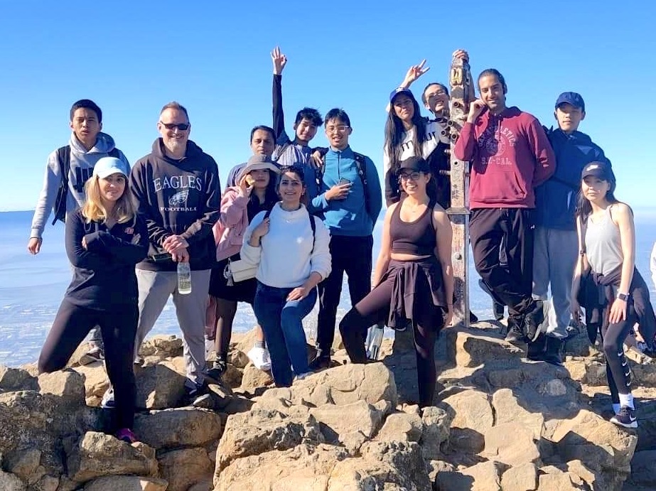 A group students went hiking on Mission Peak - San Francisco Bay University SFBU Fremont California Student Organizations