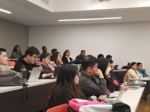 "San Francisco Bay University students learn about artificial intelligence from Nvidia’s Abood Quraini."