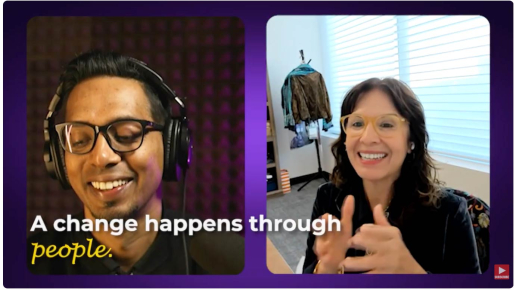 Dr Heather Herrera and host of EDU Unlocked smile in a screenshot of their podcast episode