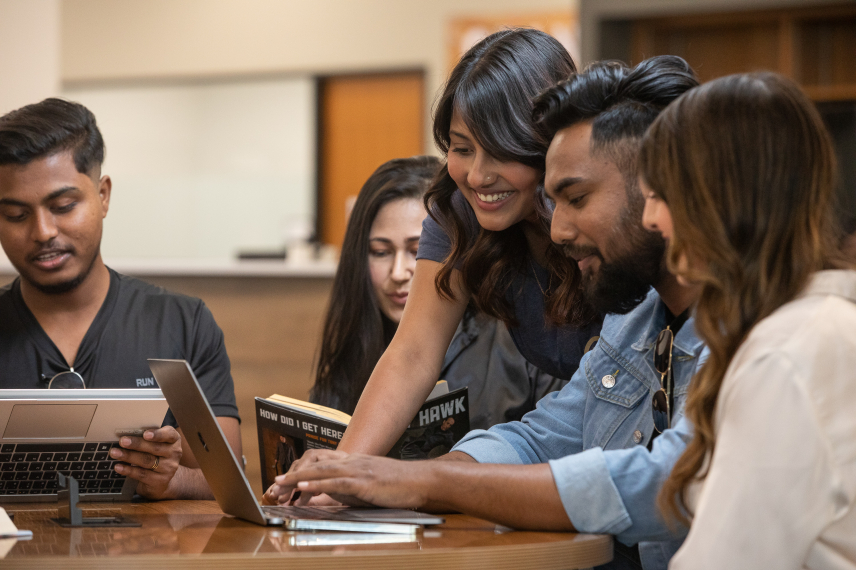 Students in front of computer