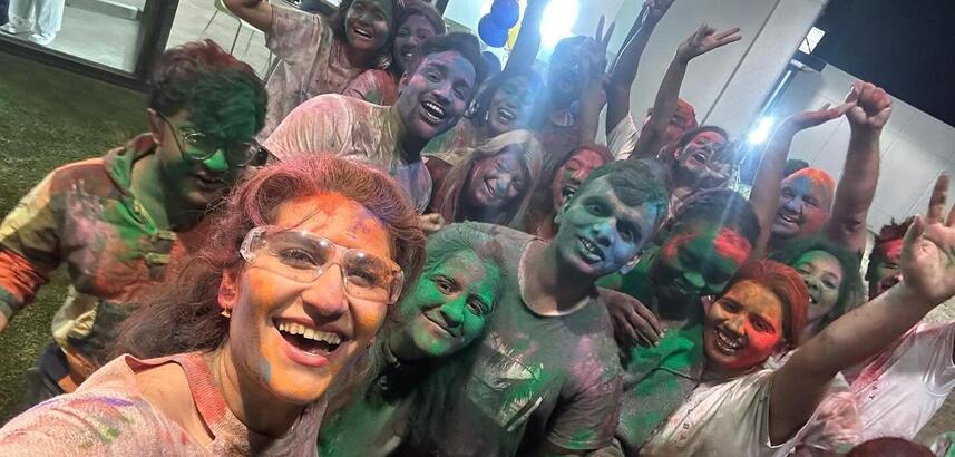 Students colorful after Holi 