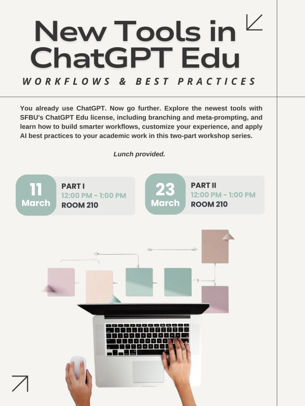 Poster for event "New Tools in ChatGPT Edu"