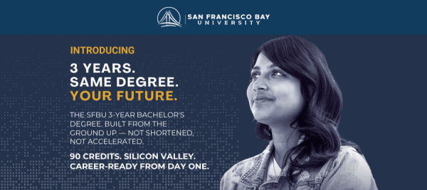 Poster with text "3 Years. Same Degree. Your Future" 