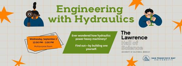 Hyrdraulics Poster with graphics of students studying science