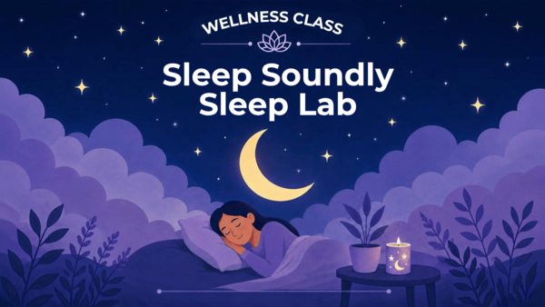 Graphic of a person falling asleep at night time.